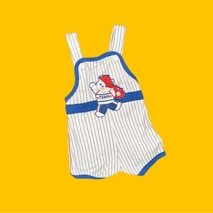 Striped bear baseball romper